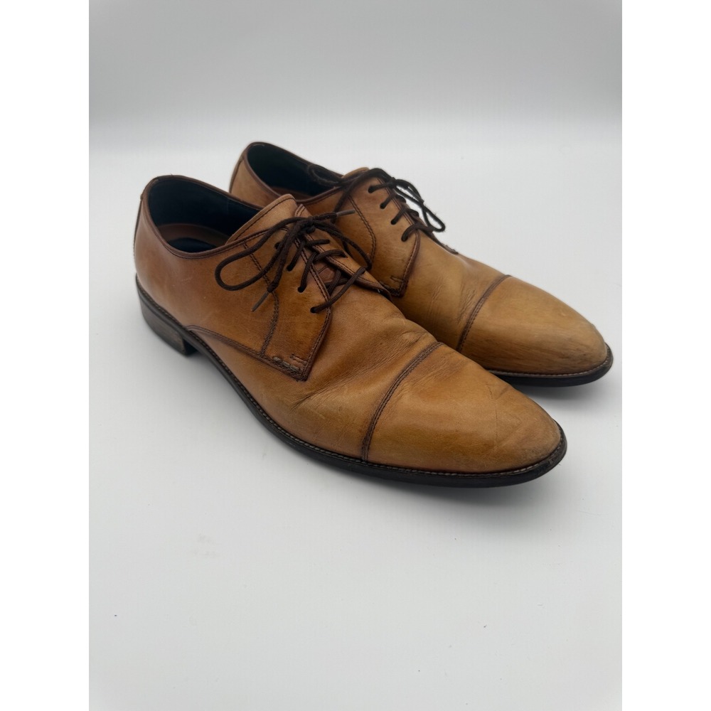 Cole Haan Grand OS Mens Tan Brown Leather Cap Toe Derby Dress Shoes Size 12